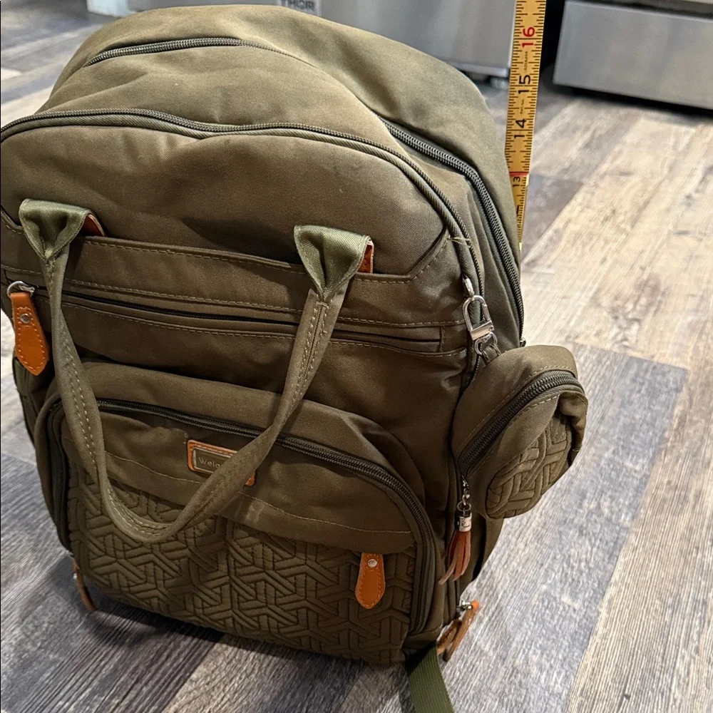 Olive Green Baby Bag with Changing Pad and Ample Storage